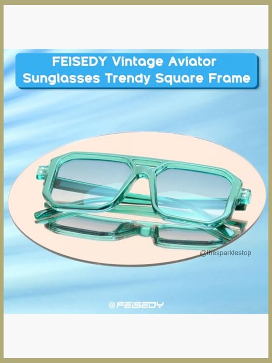 Retro Aviator Sunglasses Square Frame Plastic UV Protection